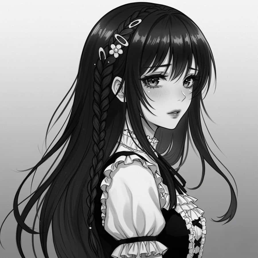 Black And White Anime Girl Wallpaper