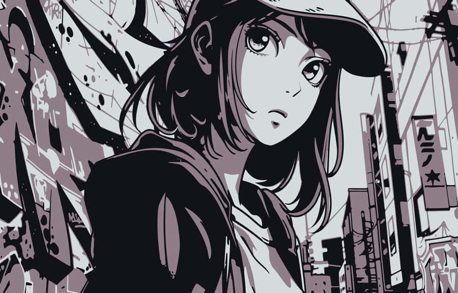 Black And White Anime Girl Wallpaper