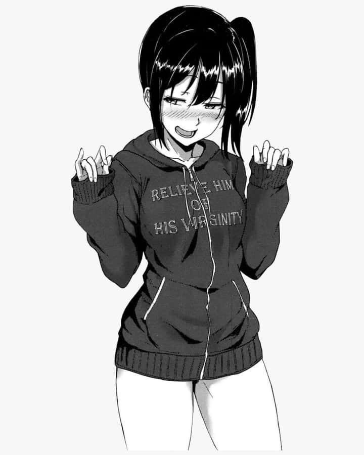 Black And White Anime Girl Smiling Wallpaper