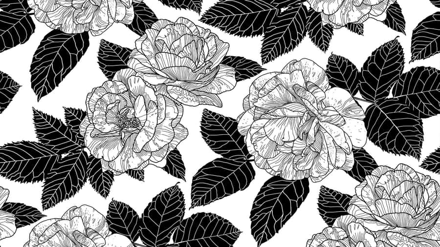Black And White Floral Pattern Wallpaper