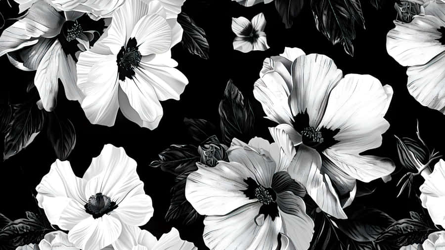 Black And White Floral Pattern Wallpaper
