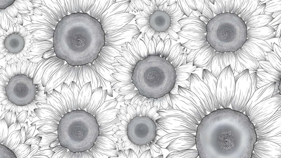 Black And White Floral Pattern Wallpaper