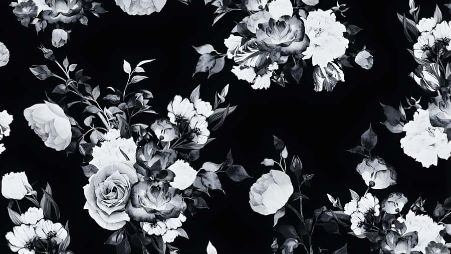 Black And White Floral Pattern Wallpaper