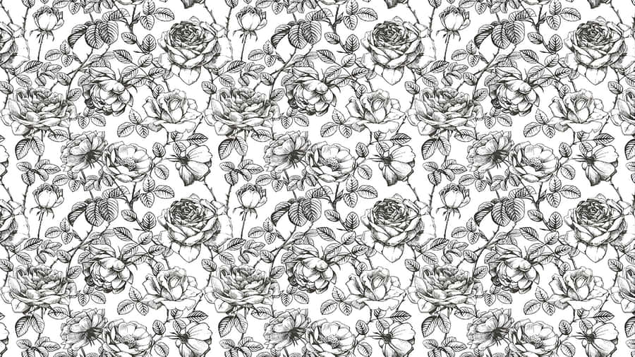 Black And White Floral Pattern Wallpaper