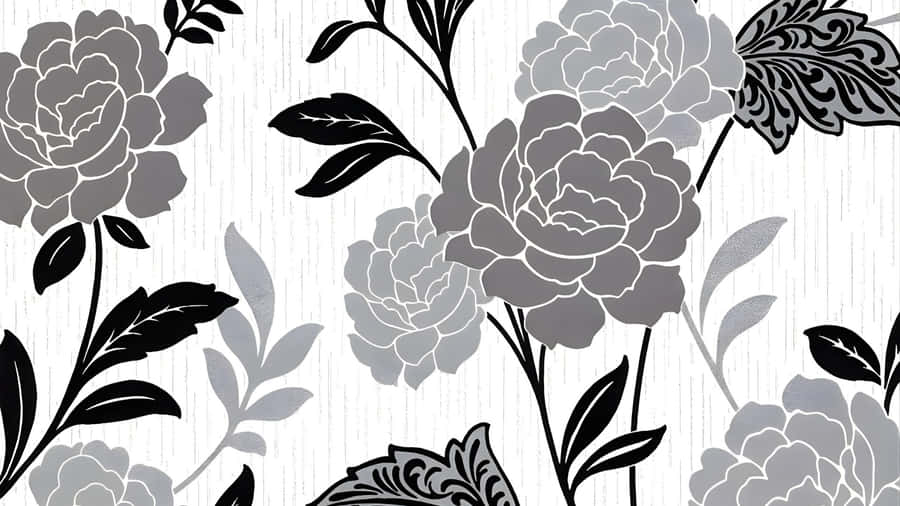 Black And White Floral Pattern Wallpaper