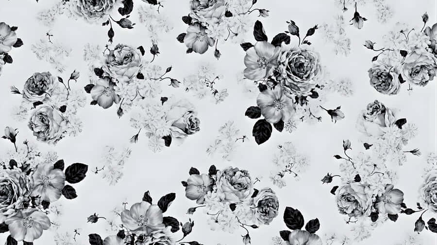 Black And White Floral Pattern Wallpaper