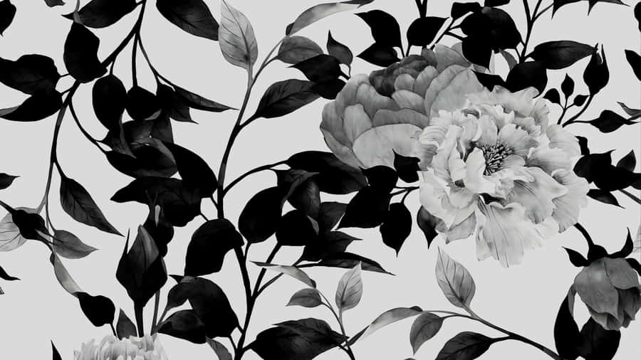 Black And White Floral Pattern Wallpaper