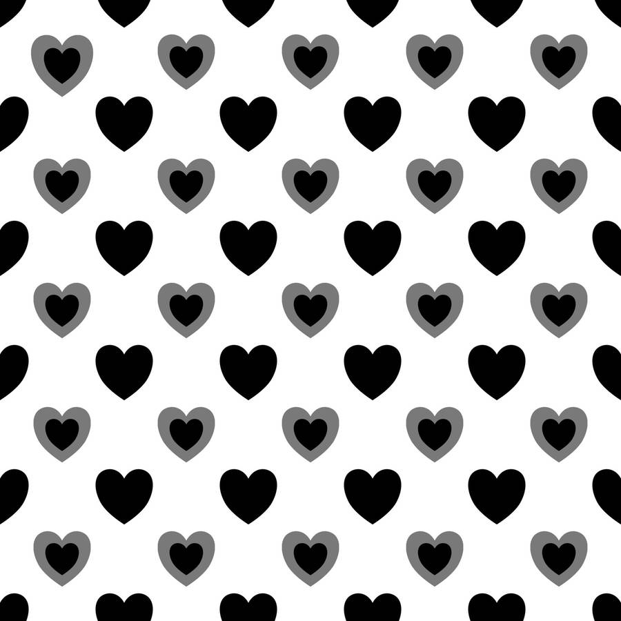 Black And White Hearts On A White Background Wallpaper