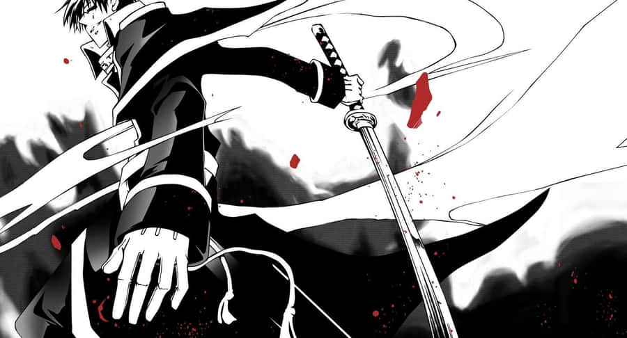 Black And White Samurai In Action Wallpaper