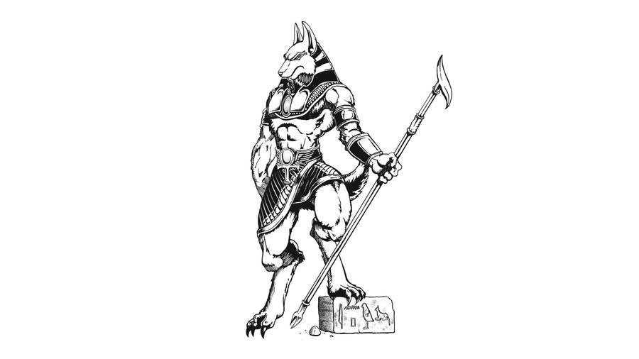 Black And White Sketch 4k Anubis Wallpaper