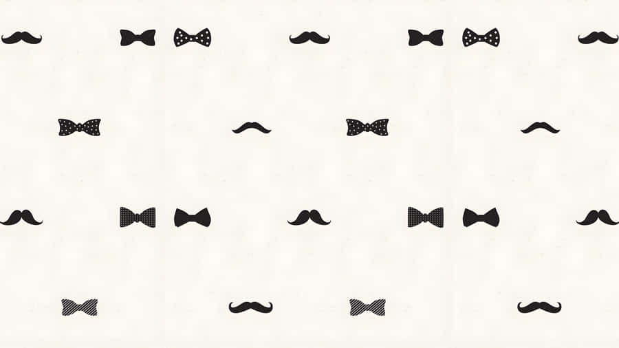 Black Bow And Mustache Pattern Wallpaper