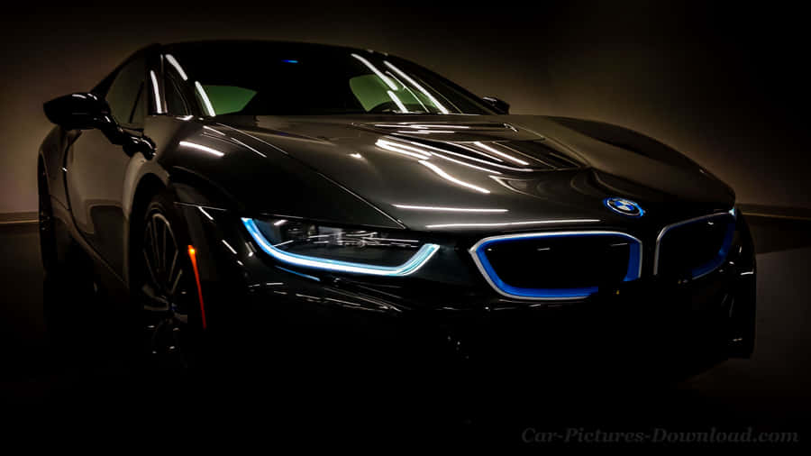 Black Car 4k Bmw Blue Headlights Wallpaper