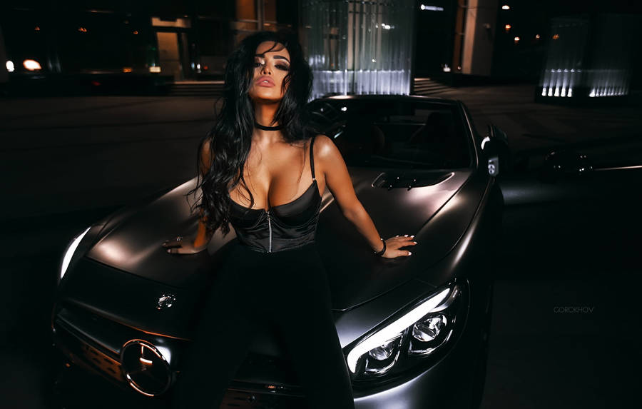 Black Car Hd Sexy Woman Wallpaper