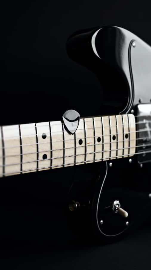 Black Electric Guitar Close Up Wallpaper