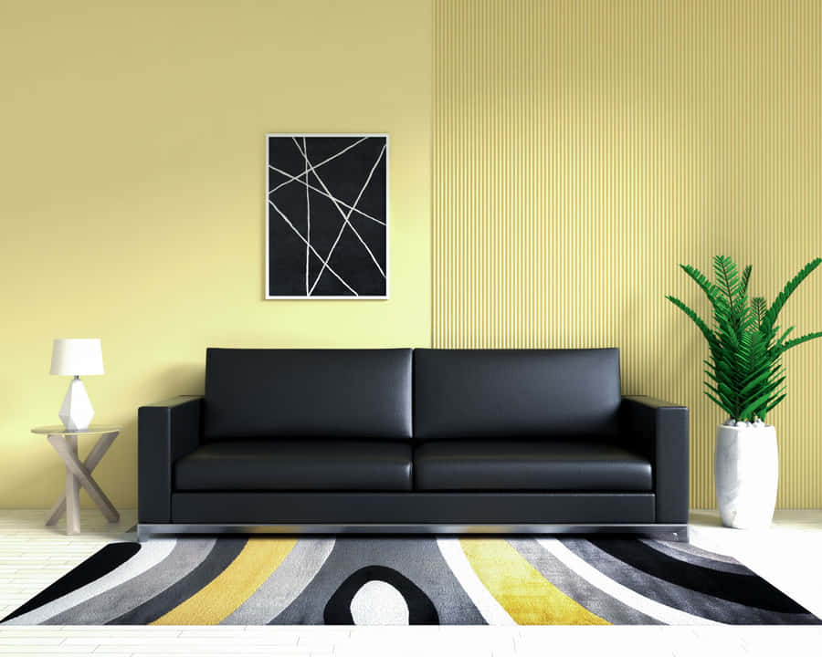 Black Fascinating Leather Couch Wallpaper