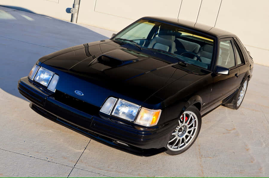 Black Ford Mustang S V O Angled View Wallpaper