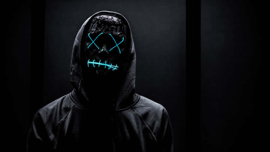 Black Hoodie Neon Mask4 K Wallpaper