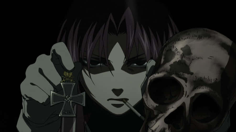 Black Lagoon Revywith Skulland Cross Wallpaper