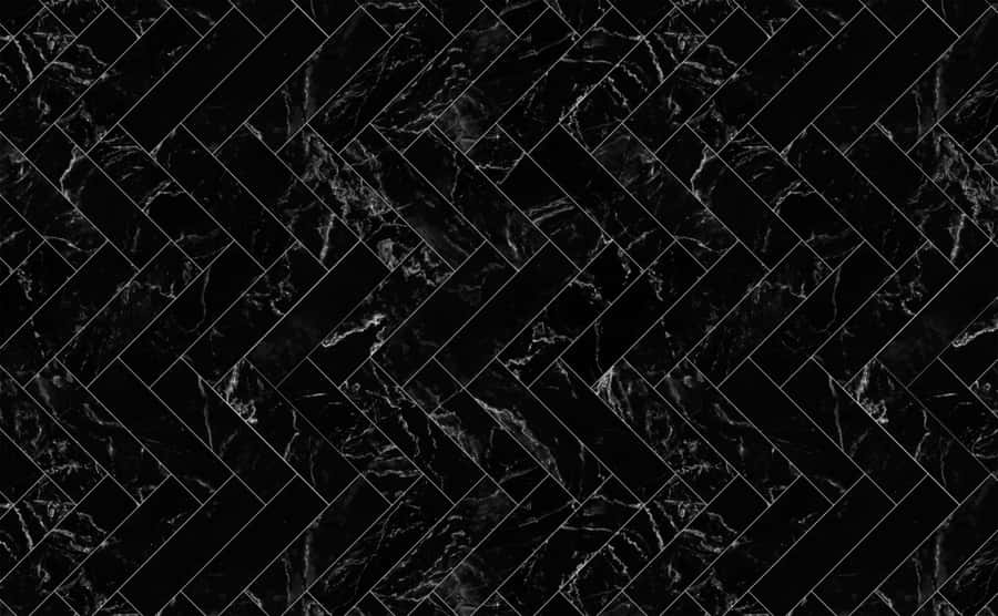 Black Marble Herringbone Pattern Wallpaper
