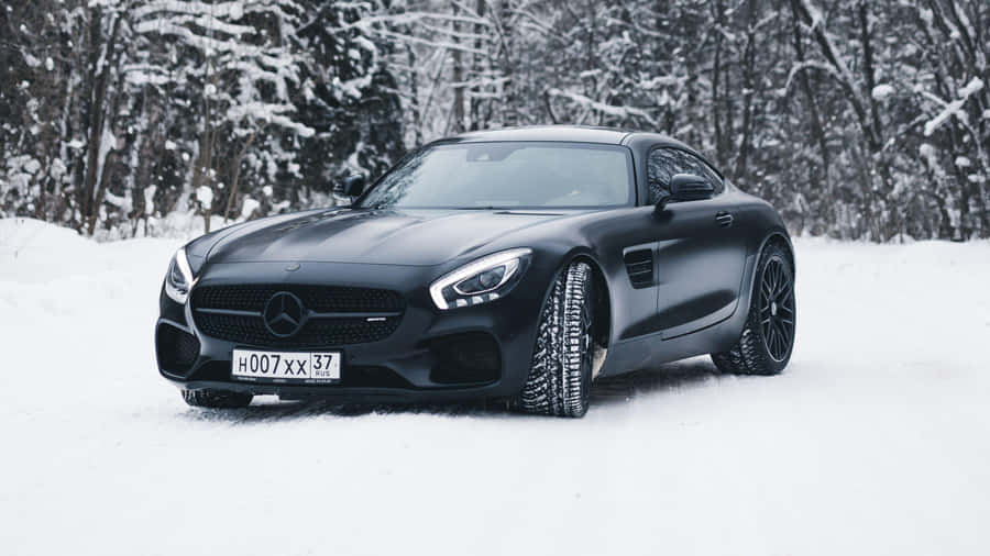 Black Mercedes A M G Winter Scene Wallpaper