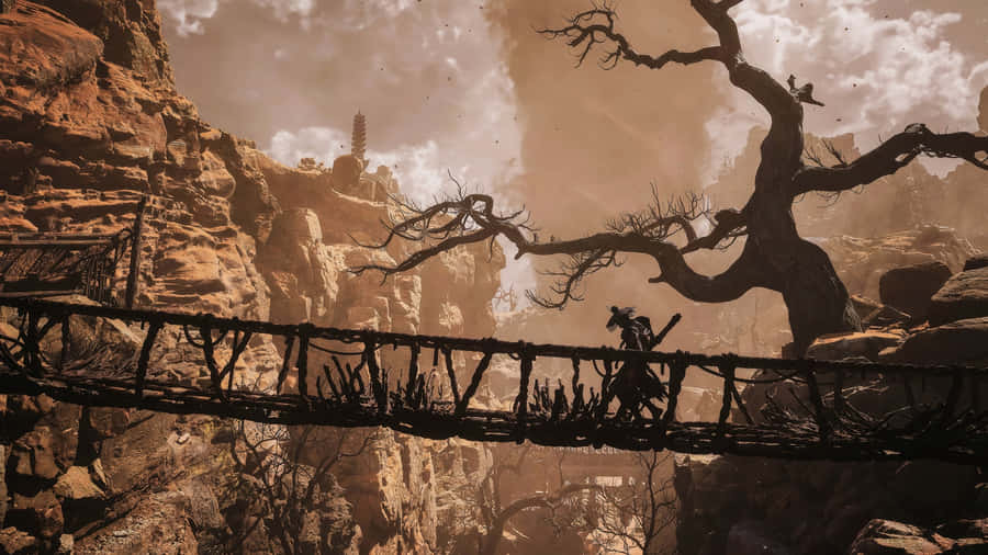 Black Myth Wukong Bridge Scene Wallpaper