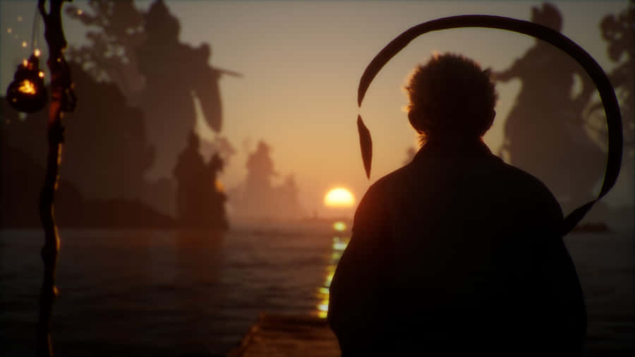Black Myth Wukong Sunset Scene Wallpaper