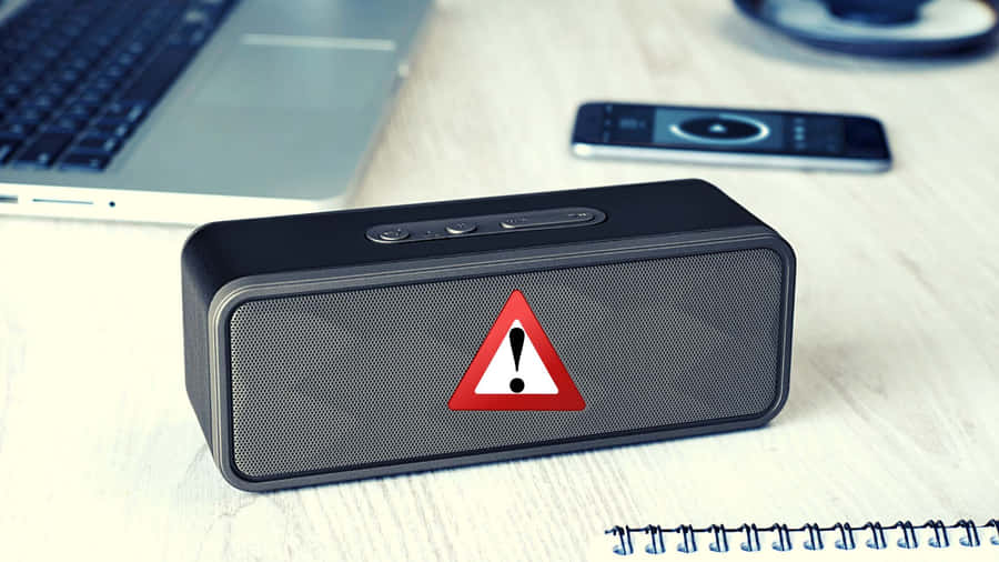 Black Portable Speaker With Exclamation Warning Illustration Wallpaper
