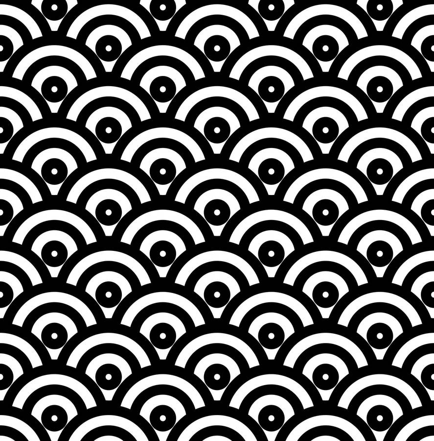 Black Seamless Japanese Waves Wallpaper