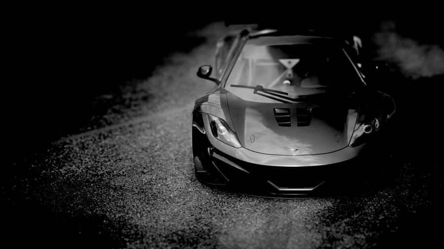 Black Sports Car Monochrome Wallpaper