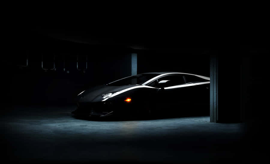 Black Sports Carin Dark Garage.jpg Wallpaper
