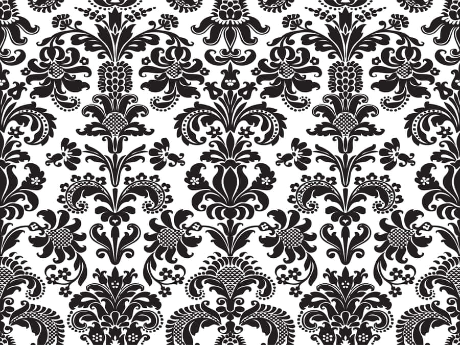 Blackand White Damask Pattern Wallpaper