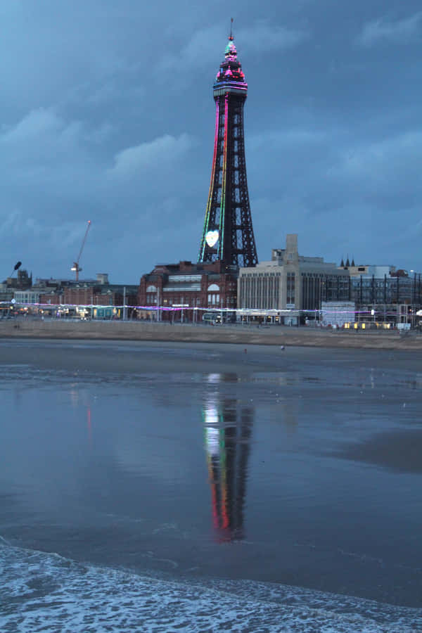 Blackpool Tower Beneath The Cloudy Sky Phone Wallpaper