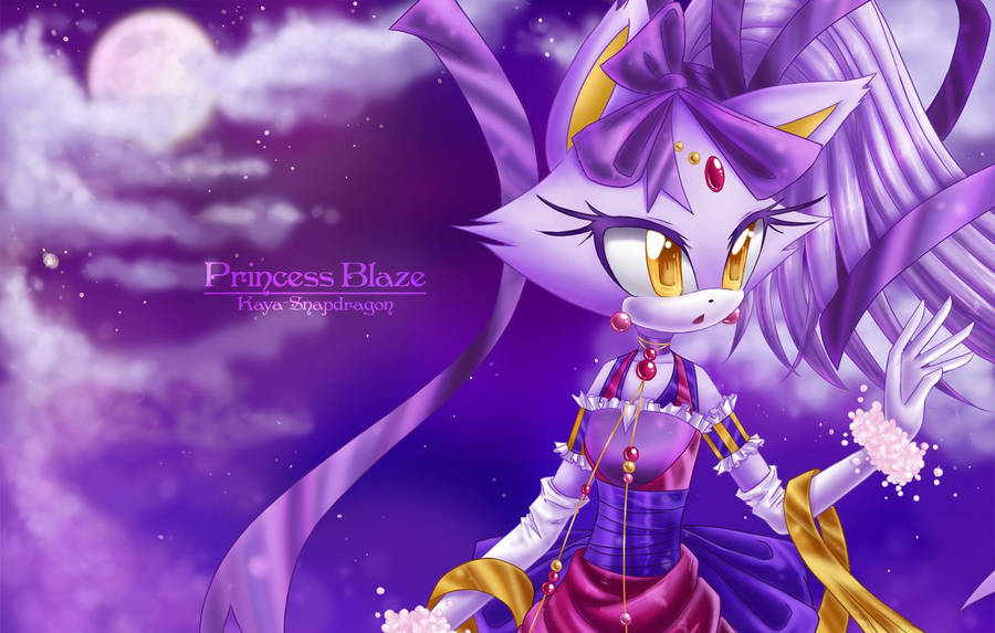 Blaze The Cat Anime Design Wallpaper