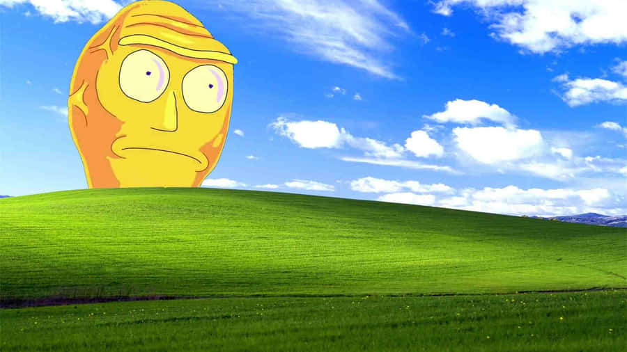 Bliss Landscape With Cartoon Head Wallpaper