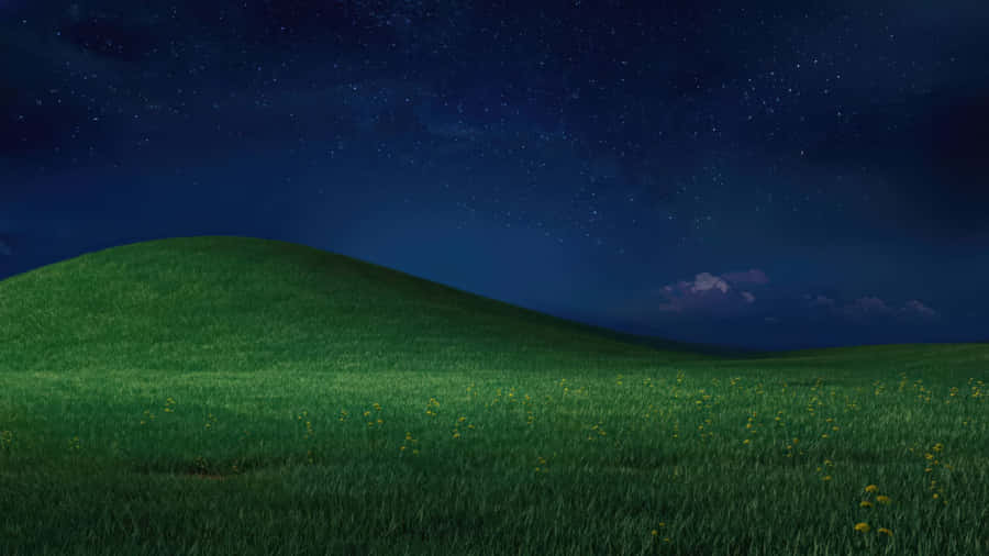 Blissful Green Hill Night Wallpaper