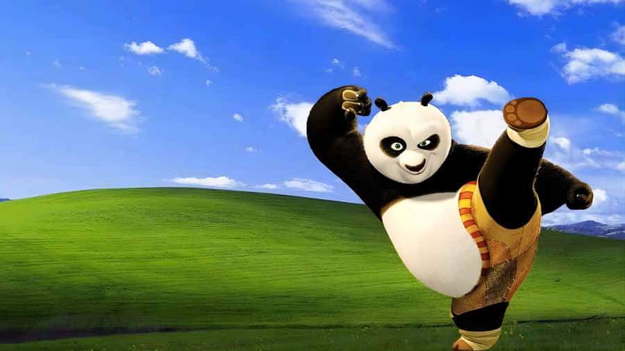 Blissful Panda Kick Wallpaper