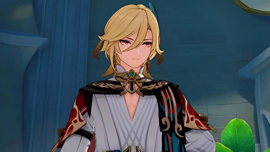 Blonde Anime Character Regal Stance Wallpaper