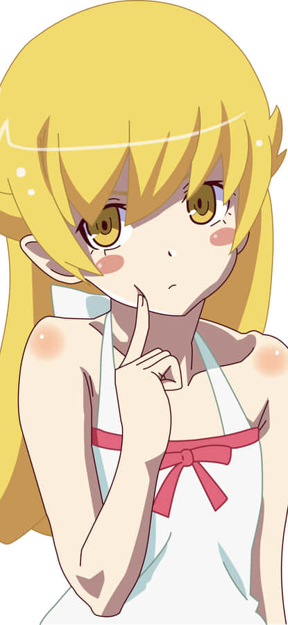 Blonde Anime Character Thinking Pose Wallpaper