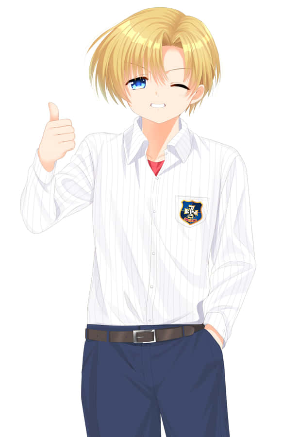 Blonde Anime Character Thumbs Up Wallpaper