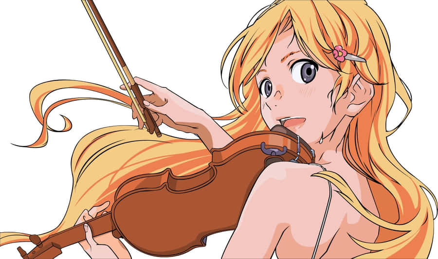 Blonde Anime Girl Playing Violin Wallpaper