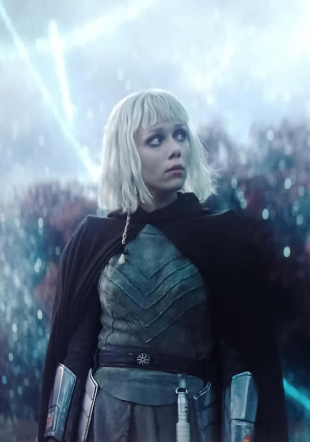 Blonde Warrior Gazingat Lights Wallpaper