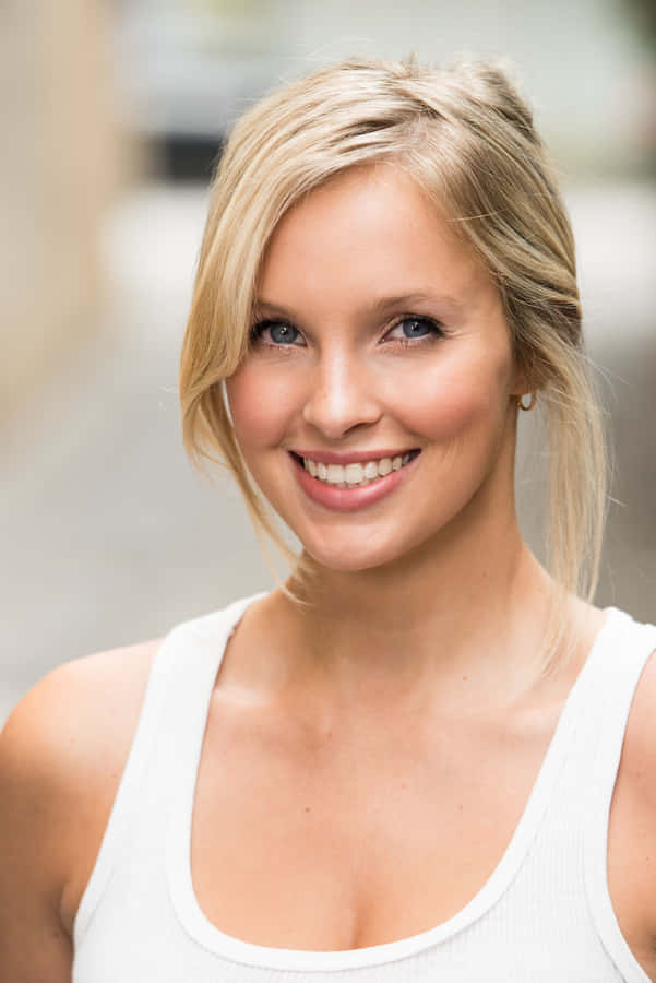 Blonde Woman Smiling Portrait Wallpaper