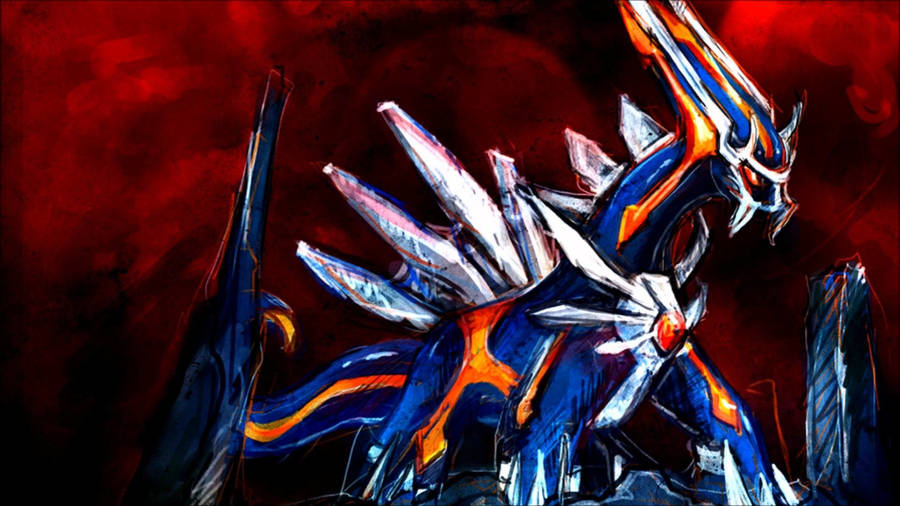 Bloody Red Dialga: The Timekeeper's Fierce Side Wallpaper