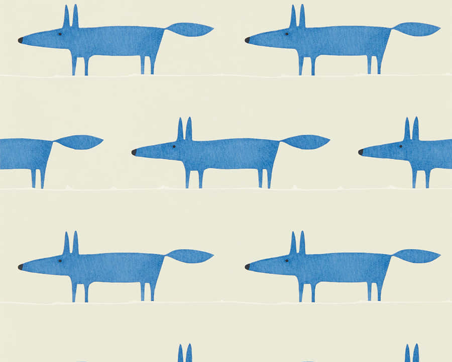Blue Abstract Dog Pattern Wallpaper