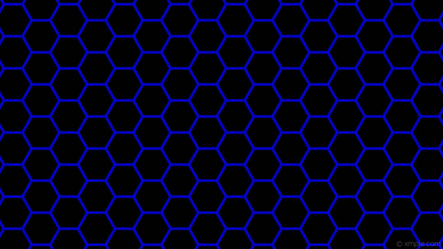 Blue And Black Hexagonal Pattern Wallpaper