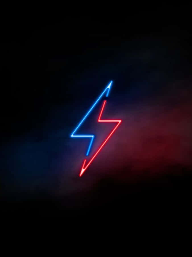 Blue And Red Neon Lightning Logo Wallpaper