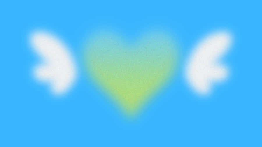 Blue Aura Heart Wings Wallpaper