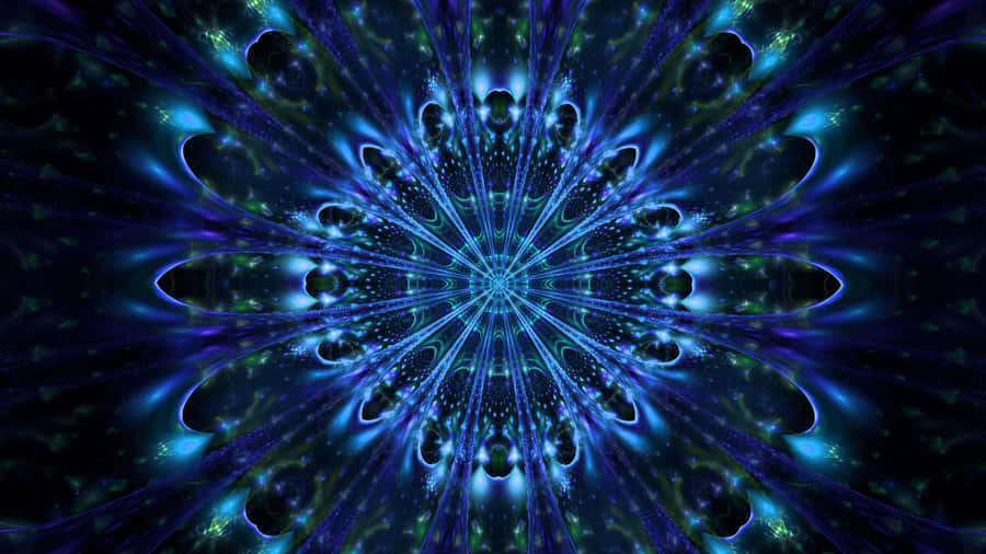 Blue Aura Mandala Design Wallpaper