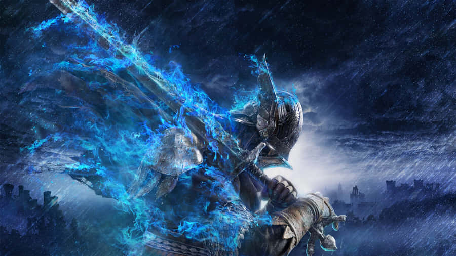 Blue Aura Warrior Power Wallpaper