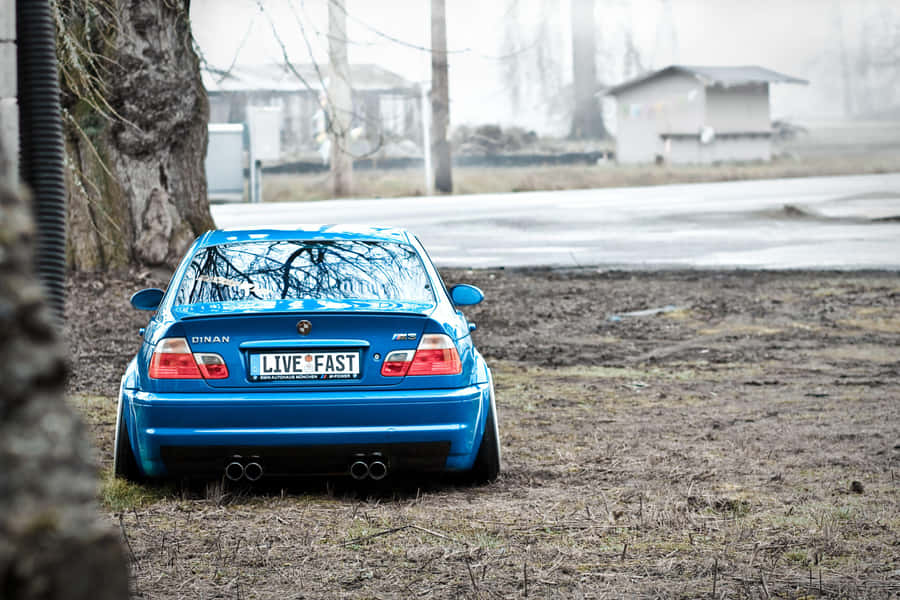 Blue B M W E46 M3 Rear View Dinan License Plate Wallpaper